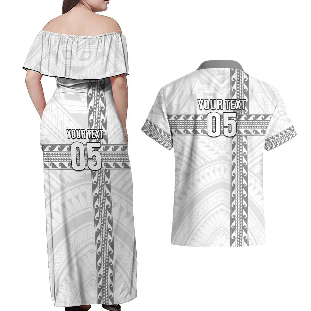 Custom New Caledonia Football Couples Matching Off Shoulder Maxi Dress and Hawaiian Shirt Go The Kagus LT05 - Polynesian Pride