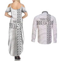 Custom New Caledonia Football Couples Matching Summer Maxi Dress and Long Sleeve Button Shirt Go The Kagus LT05 - Polynesian Pride