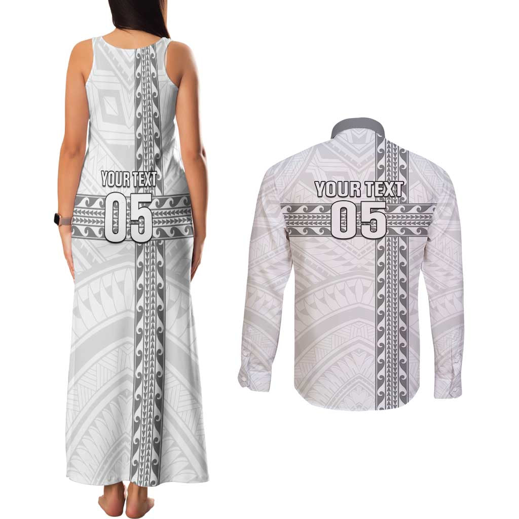 Custom New Caledonia Football Couples Matching Tank Maxi Dress and Long Sleeve Button Shirt Go The Kagus LT05 - Polynesian Pride