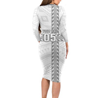 Custom New Caledonia Football Family Matching Long Sleeve Bodycon Dress and Hawaiian Shirt Go The Kagus LT05 - Polynesian Pride
