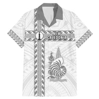 Custom New Caledonia Football Family Matching Mermaid Dress and Hawaiian Shirt Go The Kagus LT05 Dad's Shirt - Short Sleeve White - Polynesian Pride