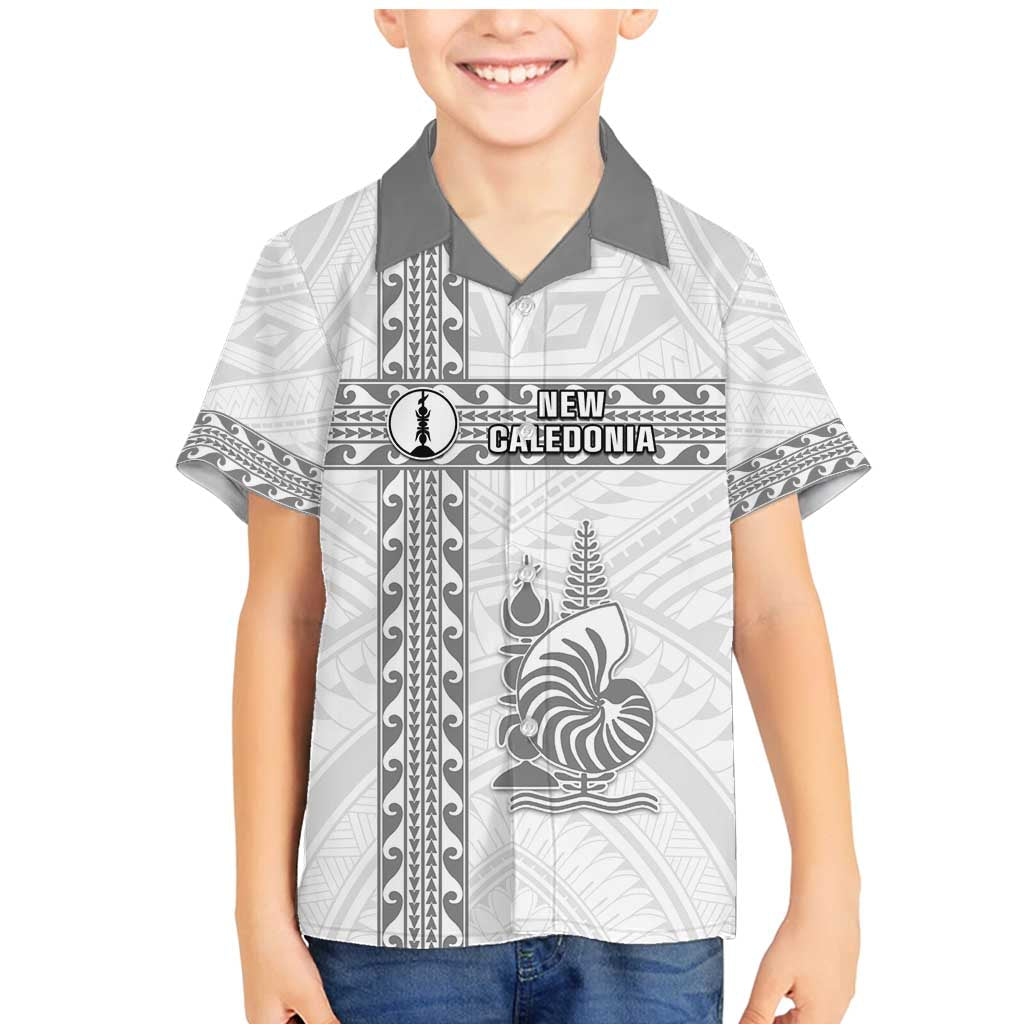Custom New Caledonia Football Family Matching Mermaid Dress and Hawaiian Shirt Go The Kagus LT05 Son's Shirt White - Polynesian Pride