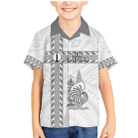 Custom New Caledonia Football Family Matching Mermaid Dress and Hawaiian Shirt Go The Kagus LT05 Son's Shirt White - Polynesian Pride
