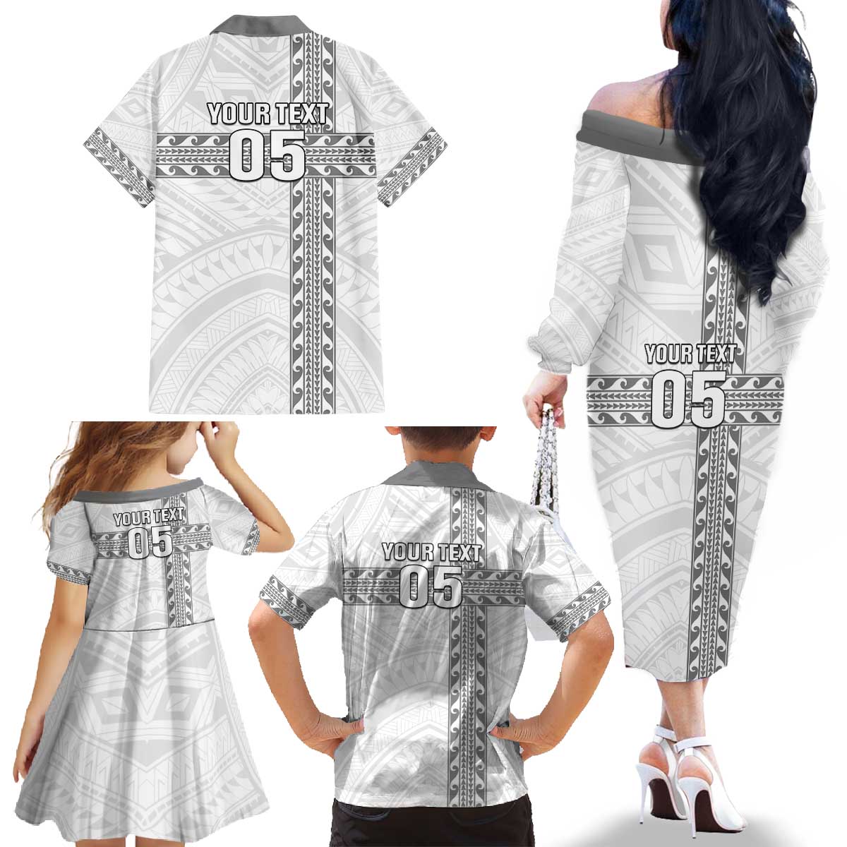 Custom New Caledonia Football Family Matching Off The Shoulder Long Sleeve Dress and Hawaiian Shirt Go The Kagus LT05 - Polynesian Pride
