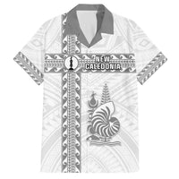 Custom New Caledonia Football Family Matching Off The Shoulder Long Sleeve Dress and Hawaiian Shirt Go The Kagus LT05 Dad's Shirt - Short Sleeve White - Polynesian Pride