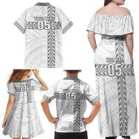 Custom New Caledonia Football Family Matching Off Shoulder Maxi Dress and Hawaiian Shirt Go The Kagus LT05 - Polynesian Pride