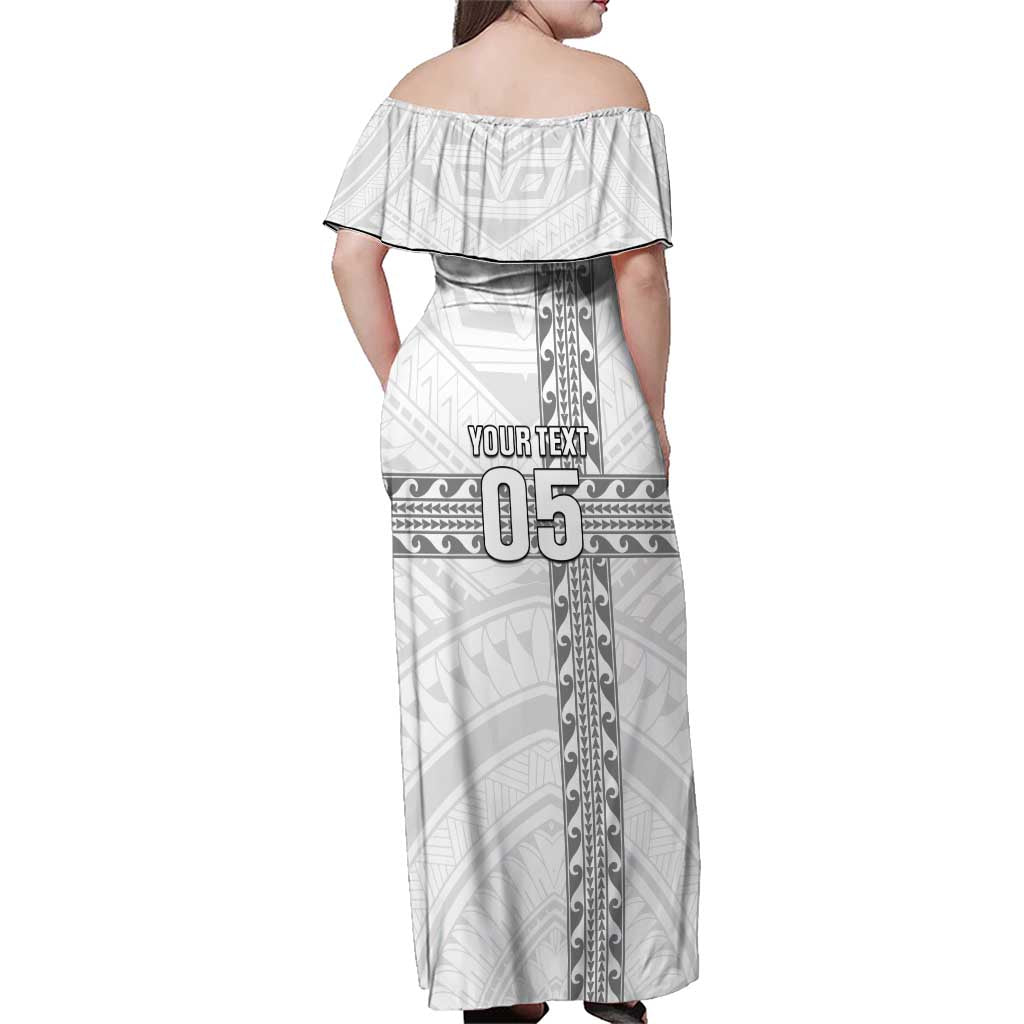 Custom New Caledonia Football Family Matching Off Shoulder Maxi Dress and Hawaiian Shirt Go The Kagus LT05 - Polynesian Pride