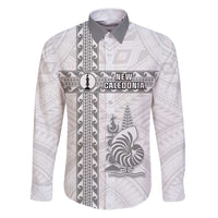 Custom New Caledonia Football Family Matching Puletasi and Hawaiian Shirt Go The Kagus LT05 Dad's Shirt - Long Sleeve White - Polynesian Pride