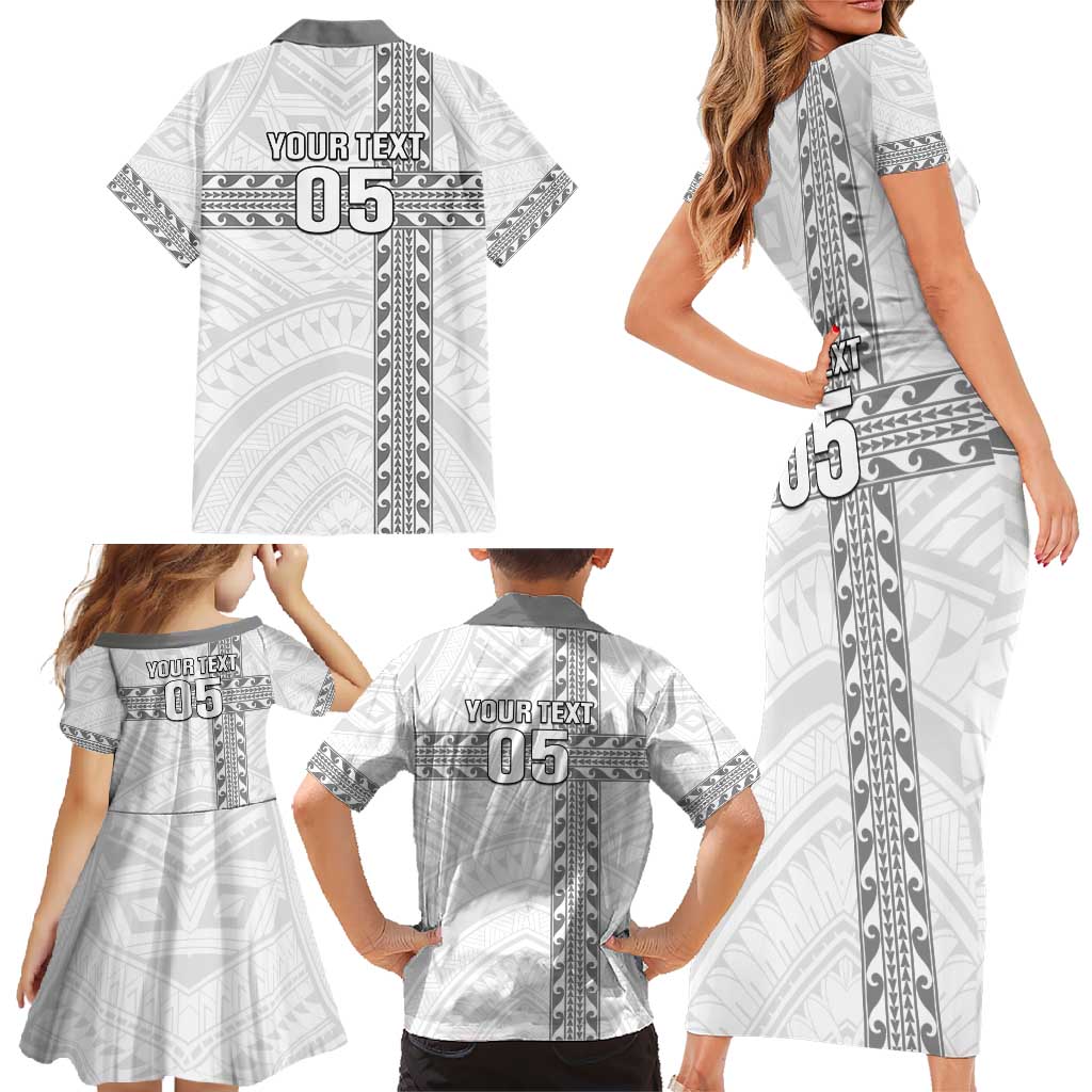 Custom New Caledonia Football Family Matching Short Sleeve Bodycon Dress and Hawaiian Shirt Go The Kagus LT05 - Polynesian Pride