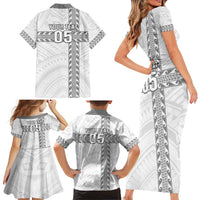 Custom New Caledonia Football Family Matching Short Sleeve Bodycon Dress and Hawaiian Shirt Go The Kagus LT05 - Polynesian Pride