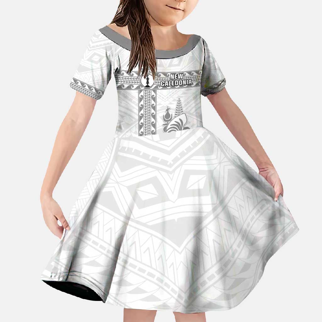 Custom New Caledonia Football Family Matching Summer Maxi Dress and Hawaiian Shirt Go The Kagus LT05 Daughter's Dress White - Polynesian Pride