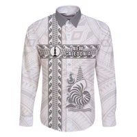 Custom New Caledonia Football Family Matching Summer Maxi Dress and Hawaiian Shirt Go The Kagus LT05 Dad's Shirt - Long Sleeve White - Polynesian Pride