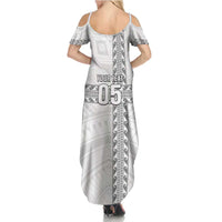 Custom New Caledonia Football Family Matching Summer Maxi Dress and Hawaiian Shirt Go The Kagus LT05 - Polynesian Pride