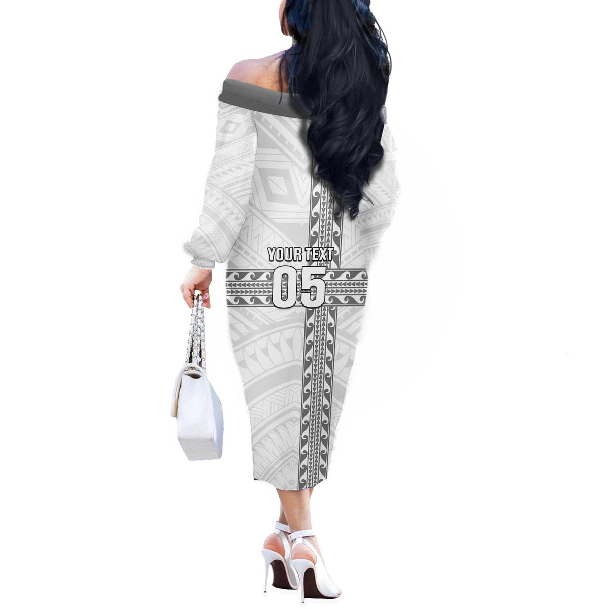 Custom New Caledonia Football Off The Shoulder Long Sleeve Dress Go The Kagus LT05 - Polynesian Pride