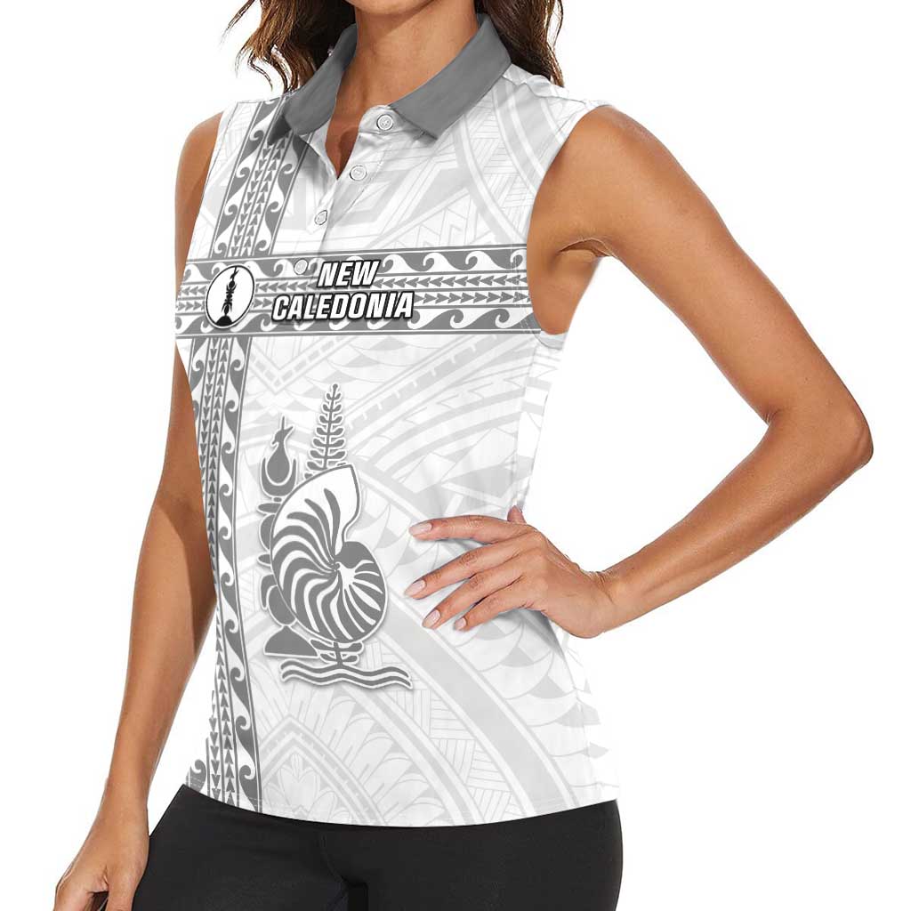 Custom New Caledonia Football Women Sleeveless Polo Shirt Go The Kagus LT05 - Polynesian Pride
