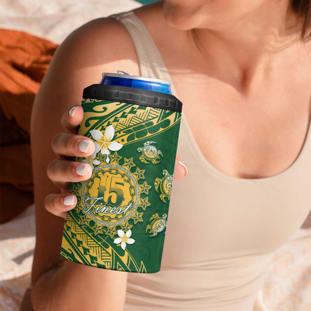 Cook Islands 15 Finest 4 in 1 Can Cooler Tumbler Plumeria Polynesian Turtle