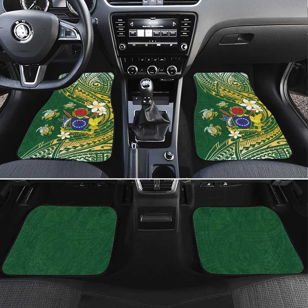 Cook Islands 15 Finest Car Mats Plumeria Polynesian Turtle LT05 Set 4pcs Green - Polynesian Pride