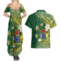 Cook Islands 15 Finest Couples Matching Summer Maxi Dress and Hawaiian Shirt Plumeria Polynesian Turtle LT05 - Polynesian Pride