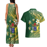 Cook Islands 15 Finest Couples Matching Tank Maxi Dress and Hawaiian Shirt Plumeria Polynesian Turtle LT05 - Polynesian Pride