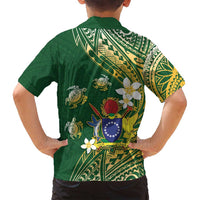 Cook Islands 15 Finest Family Matching Off Shoulder Maxi Dress and Hawaiian Shirt Plumeria Polynesian Turtle LT05 - Polynesian Pride