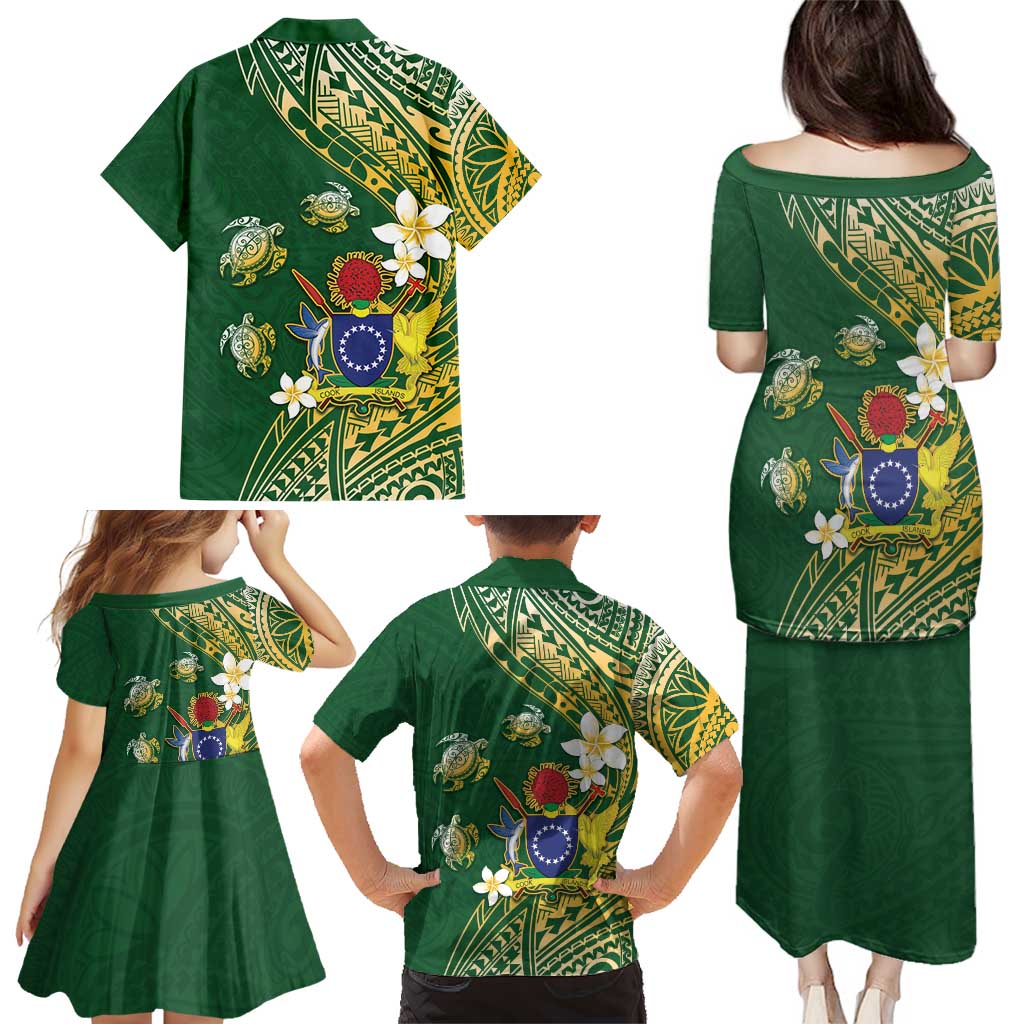 Cook Islands 15 Finest Family Matching Puletasi and Hawaiian Shirt Plumeria Polynesian Turtle LT05 - Polynesian Pride