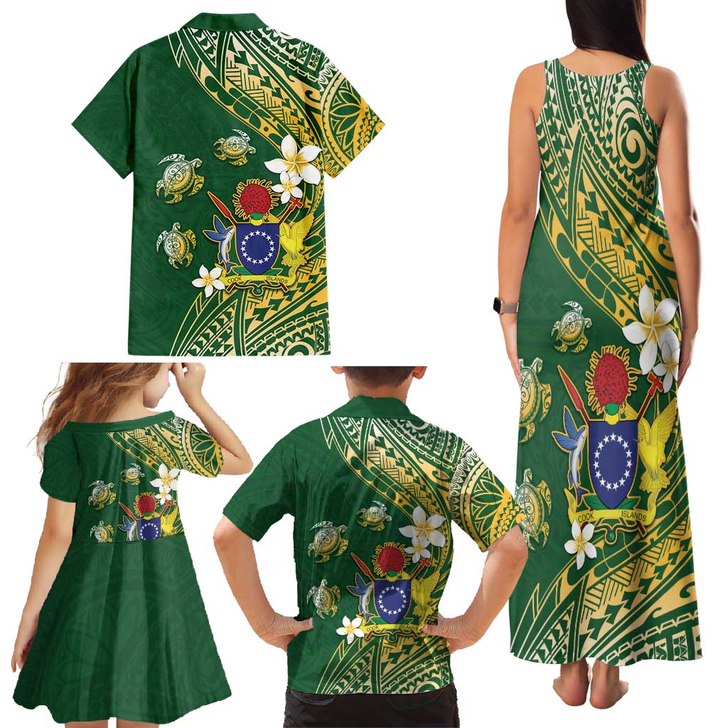 Cook Islands 15 Finest Family Matching Tank Maxi Dress and Hawaiian Shirt Plumeria Polynesian Turtle LT05 - Polynesian Pride