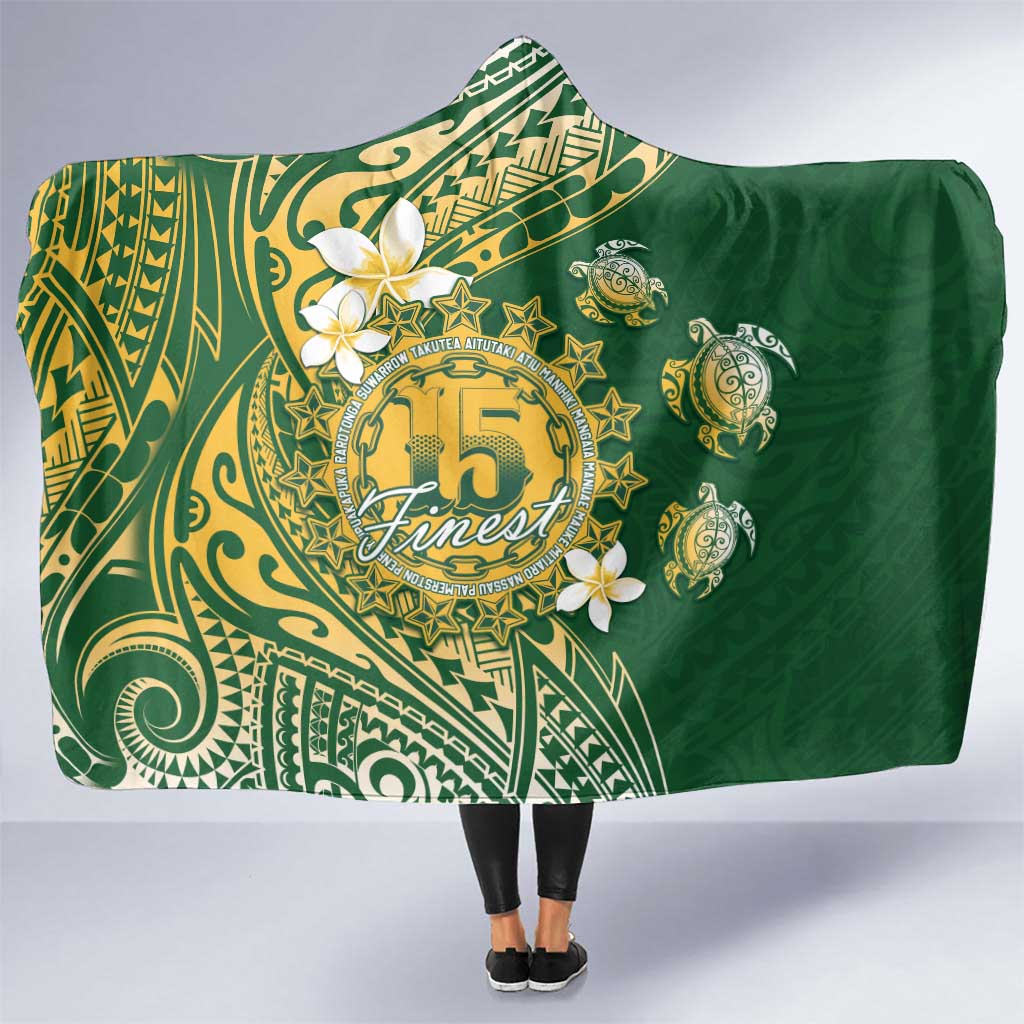 Cook Islands 15 Finest Hooded Blanket Plumeria Polynesian Turtle LT05 One Size Green - Polynesian Pride