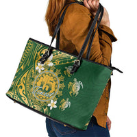 Cook Islands 15 Finest Leather Tote Bag Plumeria Polynesian Turtle