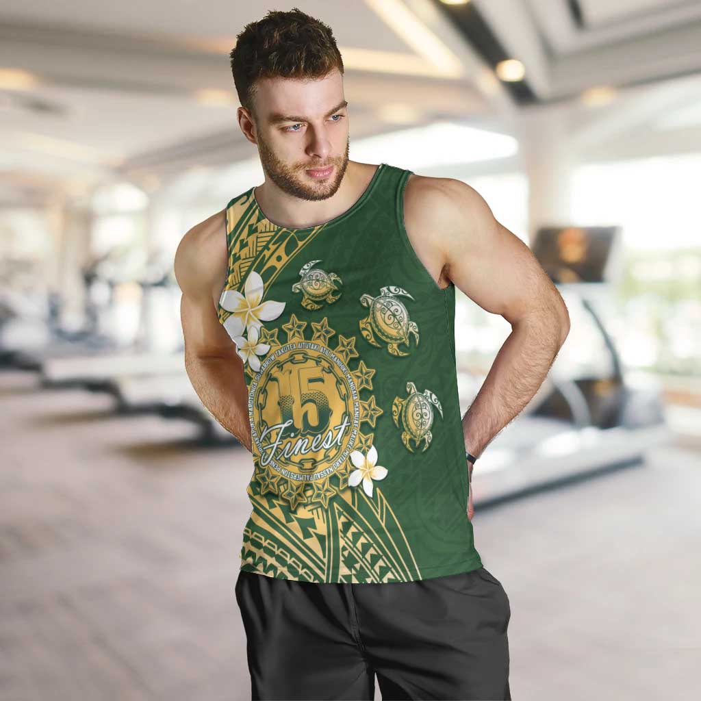 Cook Islands 15 Finest Men Tank Top Plumeria Polynesian Turtle