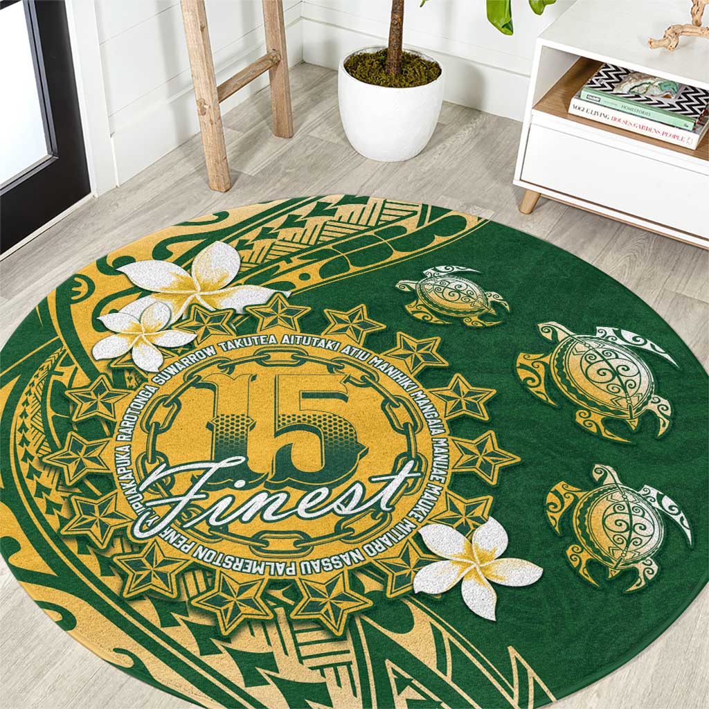 Cook Islands 15 Finest Round Carpet Plumeria Polynesian Turtle LT05 Green - Polynesian Pride