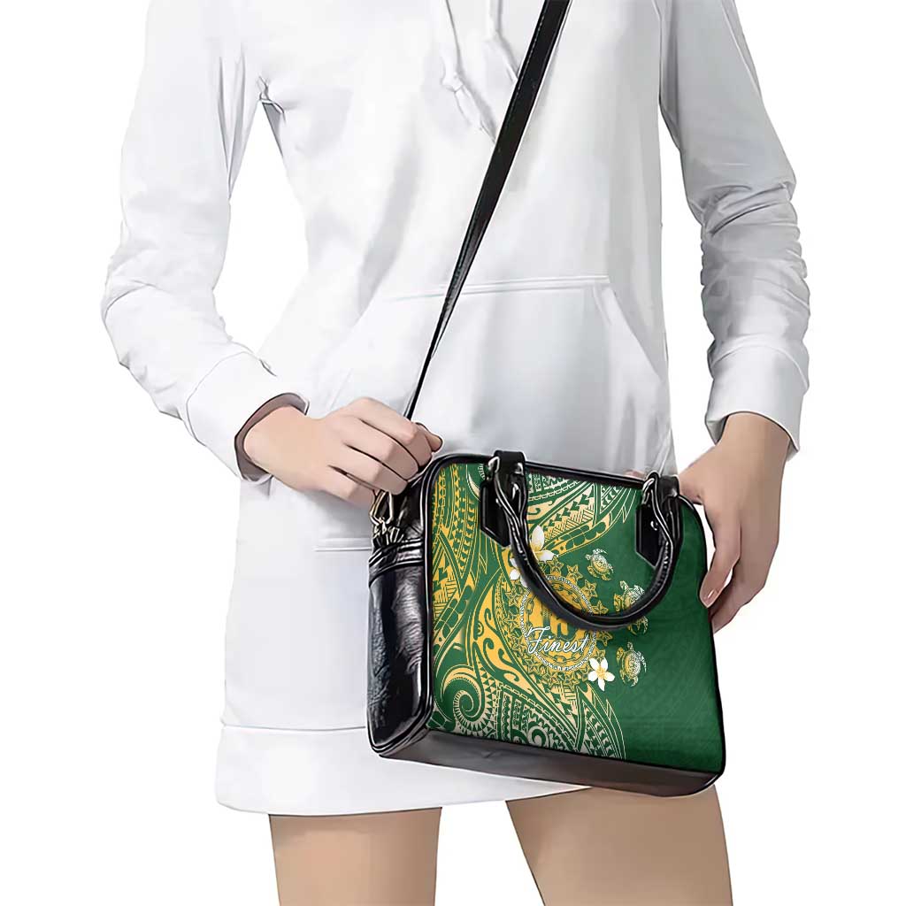 Cook Islands 15 Finest Shoulder Handbag Plumeria Polynesian Turtle