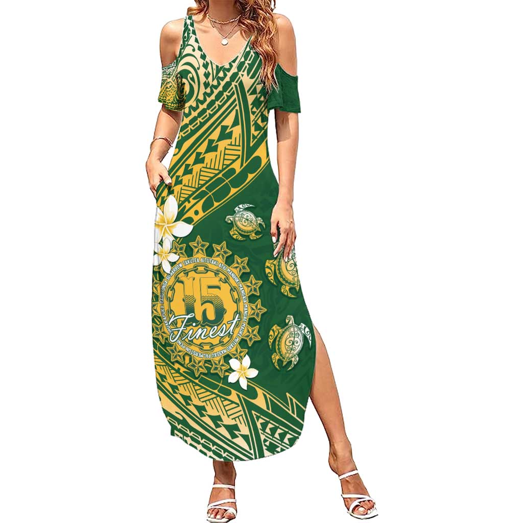 Cook Islands 15 Finest Summer Maxi Dress Plumeria Polynesian Turtle