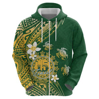 Cook Islands 15 Finest Zip Hoodie Plumeria Polynesian Turtle LT05 - Polynesian Pride