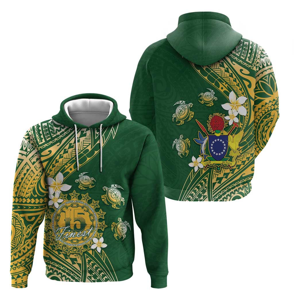 Cook Islands 15 Finest Zip Hoodie Plumeria Polynesian Turtle LT05 - Polynesian Pride