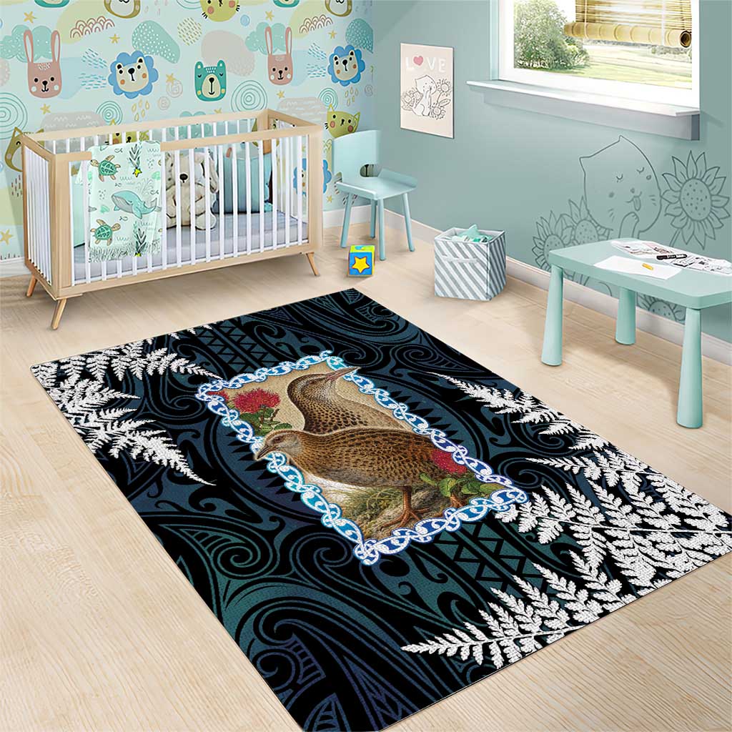New Zealand Weka Area Rug Maori Hen Koru Pattern - Polynesian Pride
