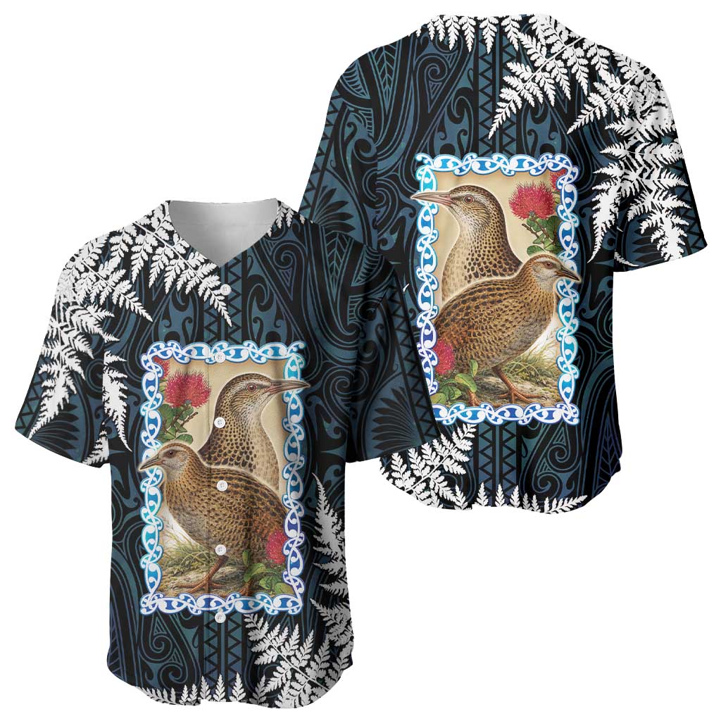 New Zealand Weka Baseball Jersey Maori Hen Koru Pattern - Polynesian Pride