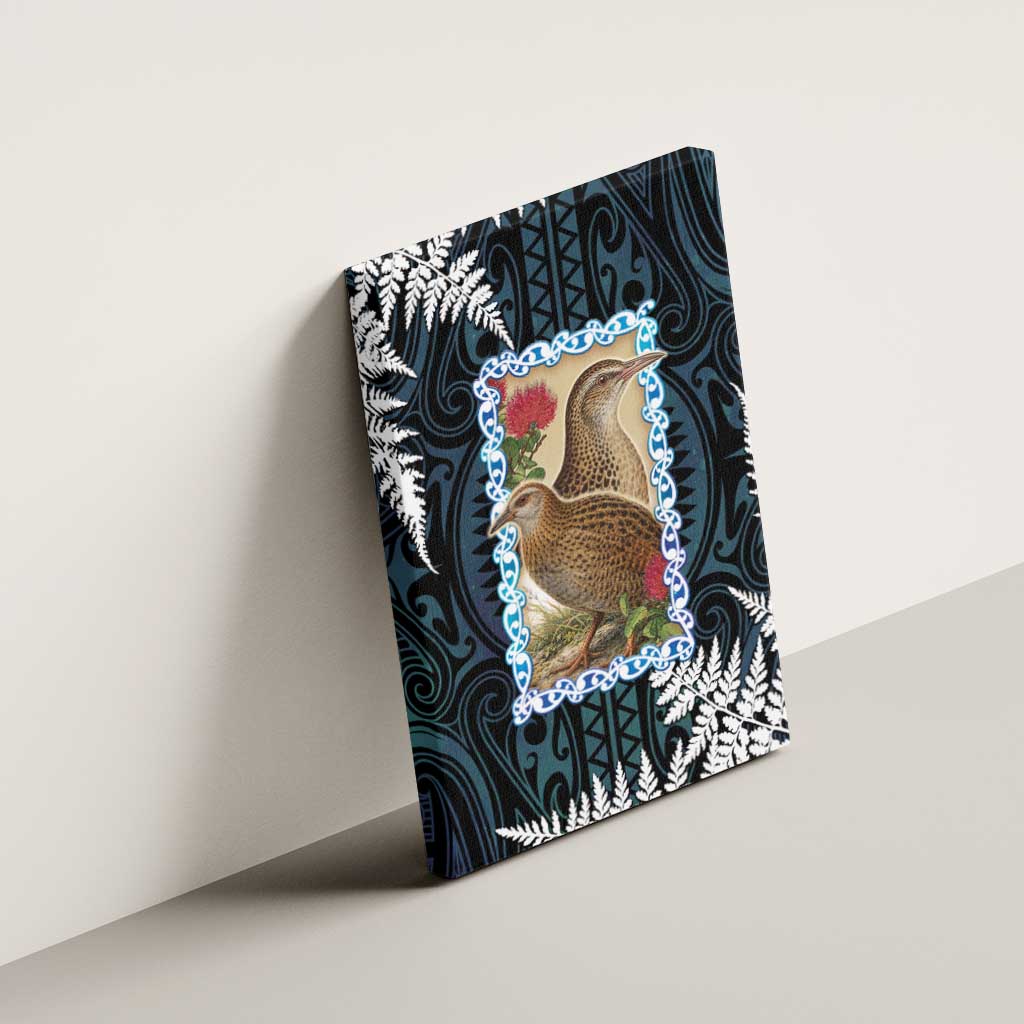 New Zealand Weka Canvas Wall Art Maori Hen Koru Pattern - Polynesian Pride