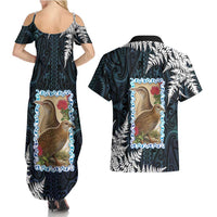 New Zealand Weka Couples Matching Summer Maxi Dress and Hawaiian Shirt Maori Hen Koru Pattern LT05 - Polynesian Pride