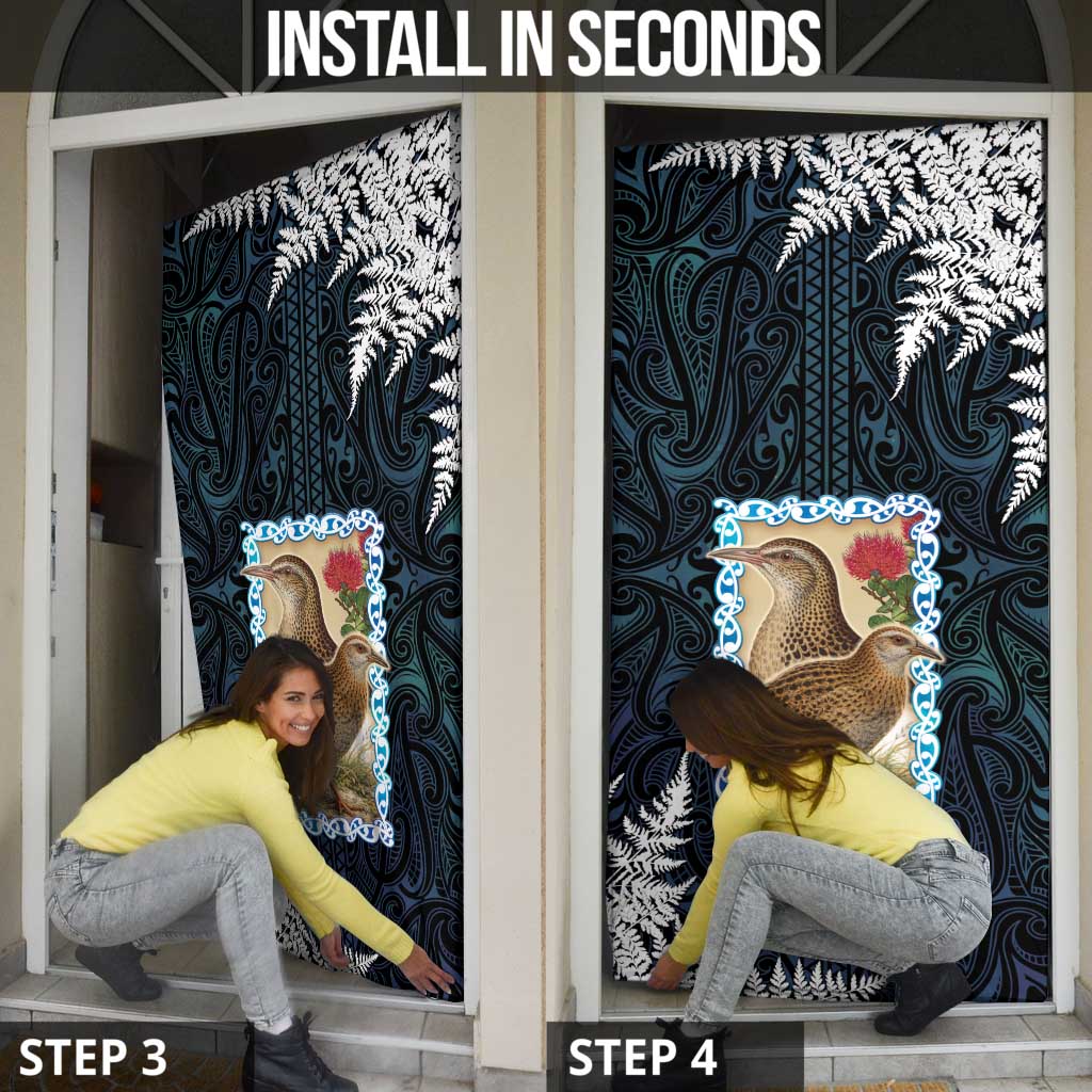 New Zealand Weka Door Cover Maori Hen Koru Pattern - Polynesian Pride