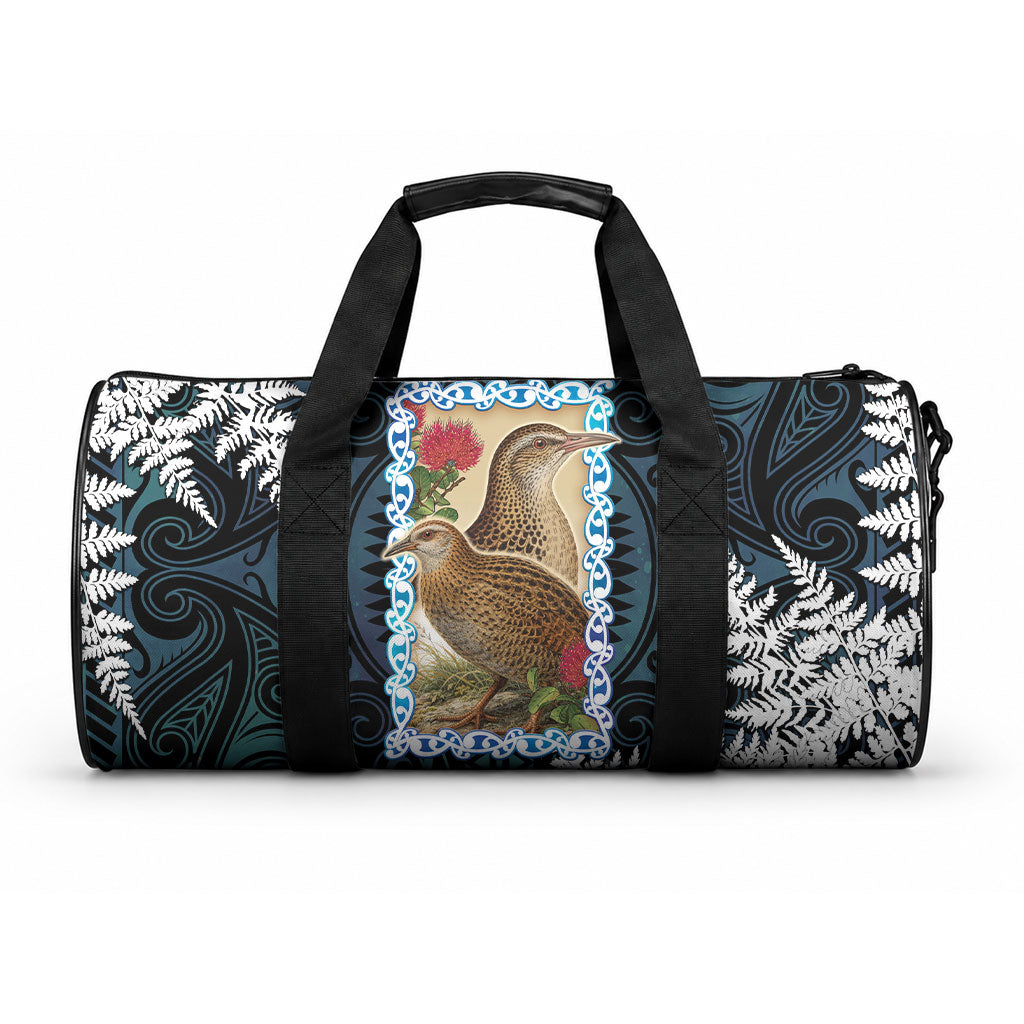New Zealand Weka Duffle Bag Maori Hen Koru Pattern LT05 One size Black - Polynesian Pride