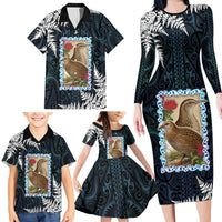 New Zealand Weka Family Matching Long Sleeve Bodycon Dress and Hawaiian Shirt Maori Hen Koru Pattern LT05 - Polynesian Pride