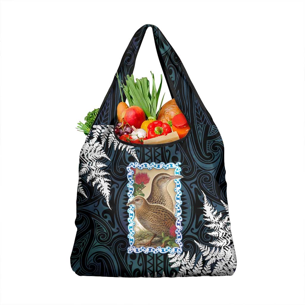New Zealand Weka Grocery Bag Maori Hen Koru Pattern LT05 1-pack One Size Black - Polynesian Pride