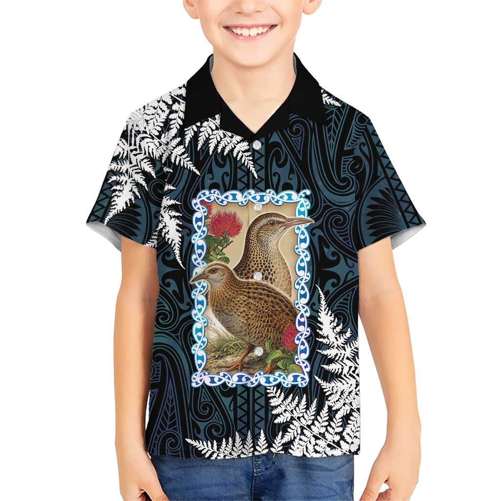 New Zealand Weka Kid Hawaiian Shirt Maori Hen Koru Pattern LT05 Kid Black - Polynesian Pride