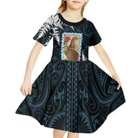 New Zealand Weka Kid Short Sleeve Dress Maori Hen Koru Pattern LT05 - Polynesian Pride