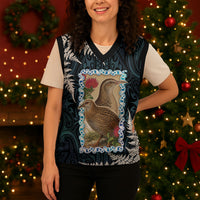 New Zealand Weka Christmas Knitted V-Neck Vest Maori Hen Koru Pattern