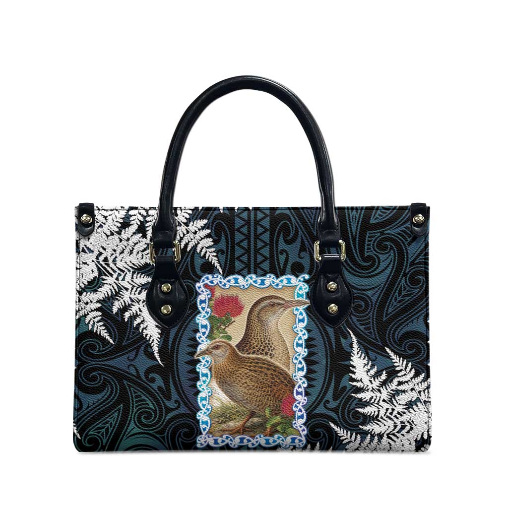 New Zealand Weka Leather Bag Maori Hen Koru Pattern - Polynesian Pride