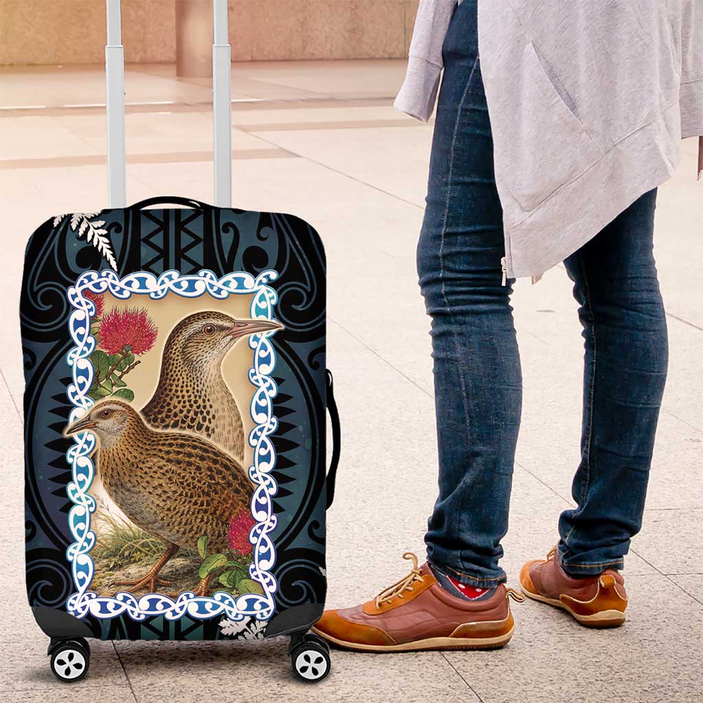 New Zealand Weka Luggage Cover Maori Hen Koru Pattern - Polynesian Pride