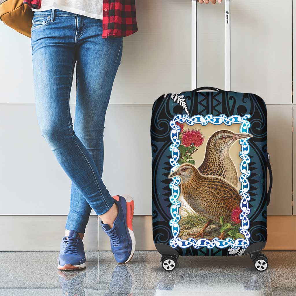 New Zealand Weka Luggage Cover Maori Hen Koru Pattern - Polynesian Pride