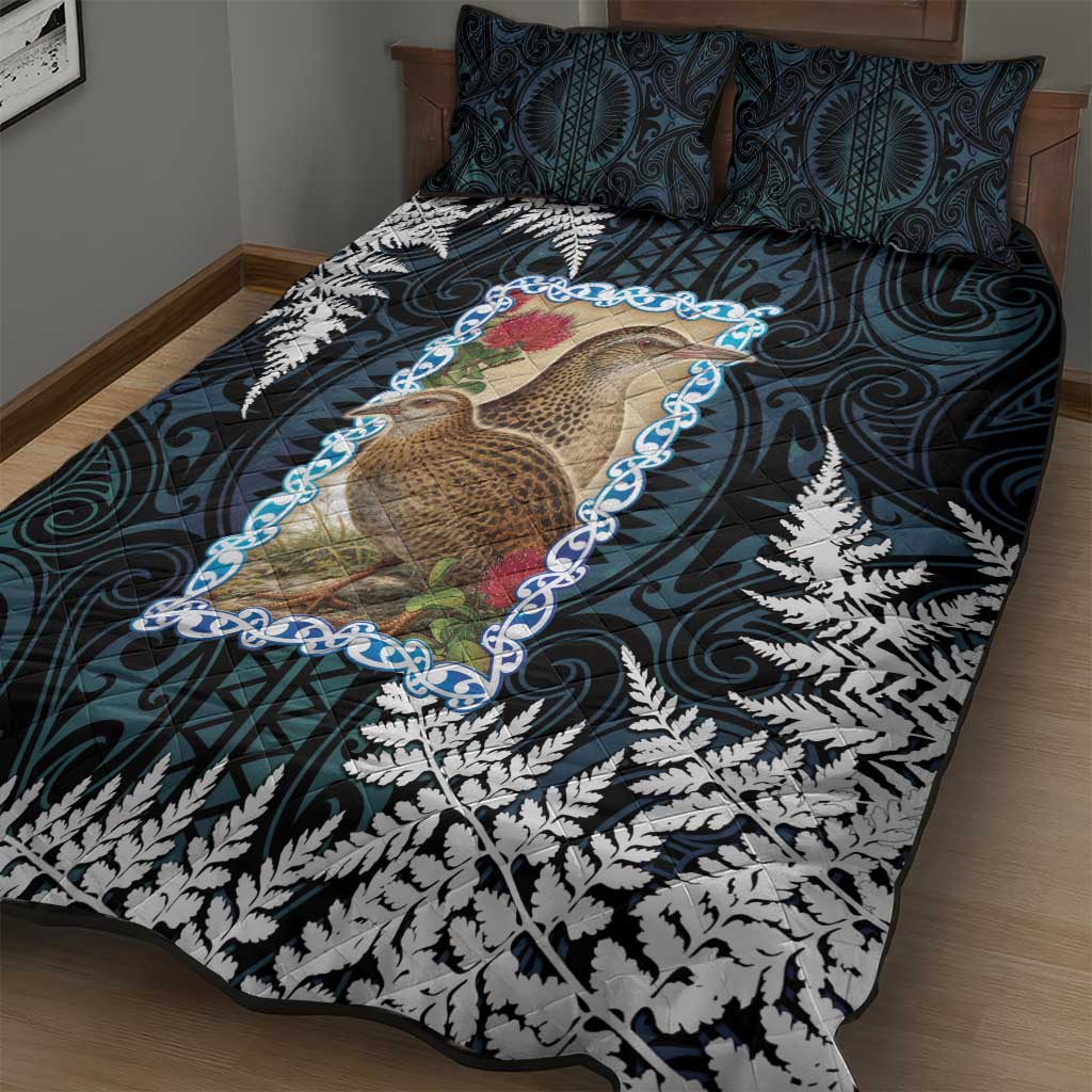 New Zealand Weka Quilt Bed Set Maori Hen Koru Pattern - Polynesian Pride