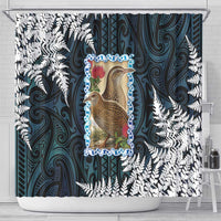 New Zealand Weka Shower Curtain Maori Hen Koru Pattern - Polynesian Pride